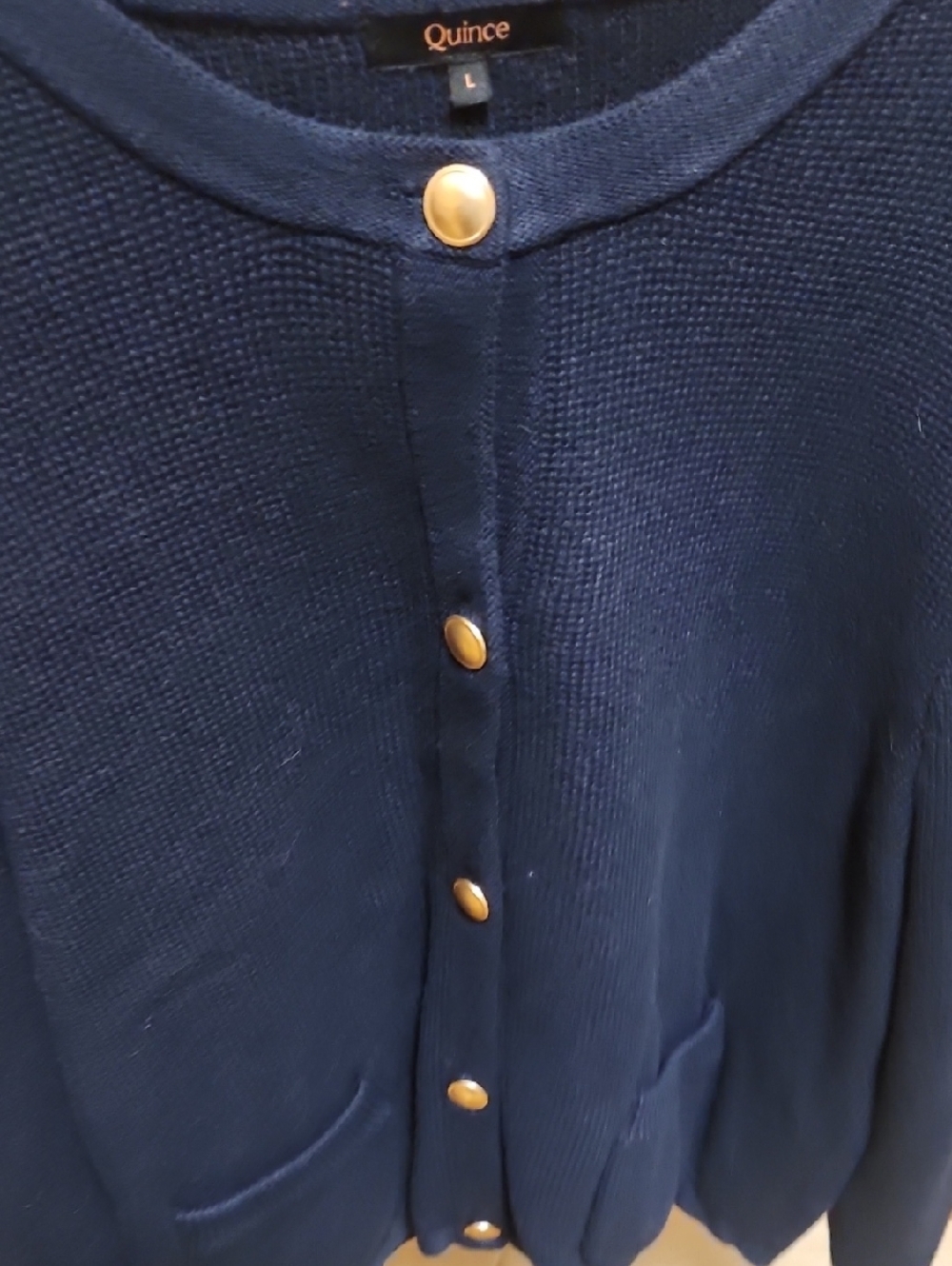 Quince 100% Organic Cotton Sweater Jacket in Navy, Size L - Picture 6 of 8